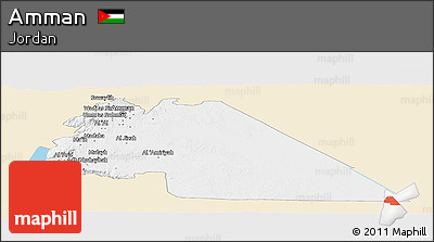 Classic Style Panoramic Map of Amman, single color outside