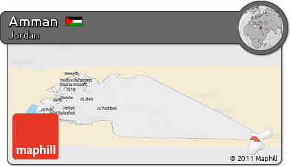Classic Style Panoramic Map of Amman, single color outside