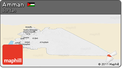 Classic Style Panoramic Map of Amman, single color outside