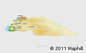 Physical Panoramic Map of Amman, single color outside