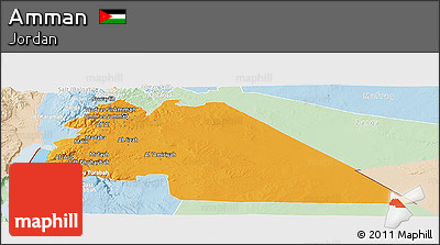 Political Panoramic Map of Amman, lighten