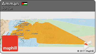 Political Panoramic Map of Amman, lighten