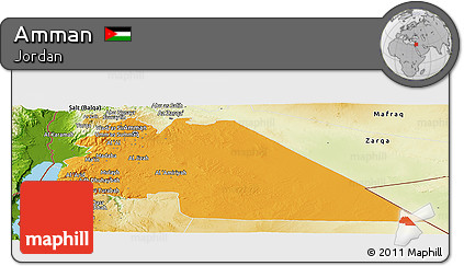 Political Panoramic Map of Amman, physical outside