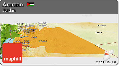 Political Panoramic Map of Amman, physical outside