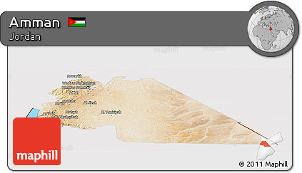 Satellite Panoramic Map of Amman, cropped outside