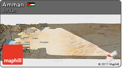Satellite Panoramic Map of Amman, darken