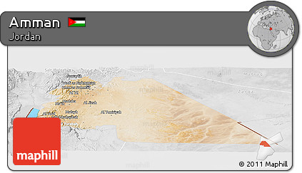 Satellite Panoramic Map of Amman, lighten, desaturated