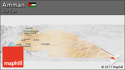 Satellite Panoramic Map of Amman, lighten, desaturated