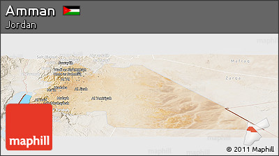 Satellite Panoramic Map of Amman, lighten