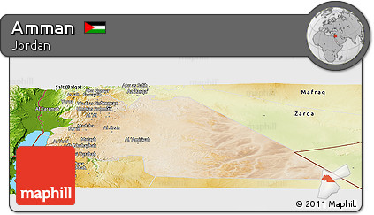 Satellite Panoramic Map of Amman, physical outside
