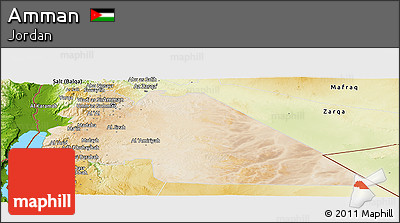 Satellite Panoramic Map of Amman, physical outside