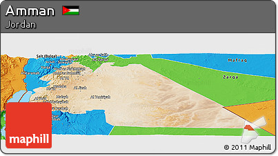 Satellite Panoramic Map of Amman, political outside