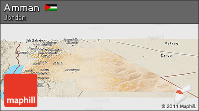Satellite Panoramic Map of Amman, shaded relief outside
