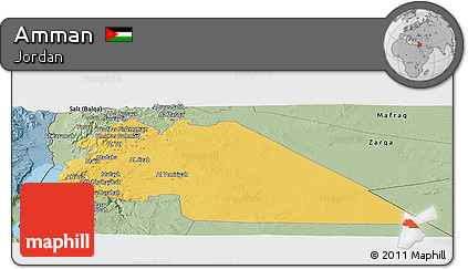 Savanna Style Panoramic Map of Amman