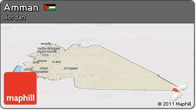 Shaded Relief Panoramic Map of Amman, cropped outside