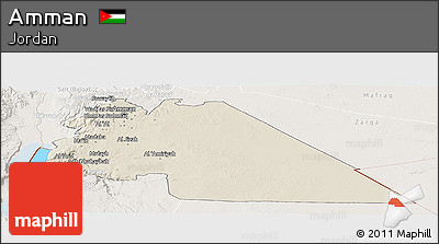 Shaded Relief Panoramic Map of Amman, lighten
