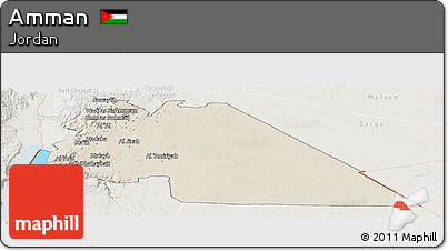 Shaded Relief Panoramic Map of Amman, lighten