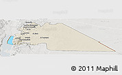 Shaded Relief Panoramic Map of Amman, lighten, semi-desaturated