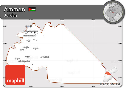 Classic Style Simple Map of Amman, cropped outside