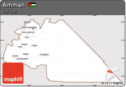 Classic Style Simple Map of Amman, cropped outside