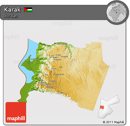 Physical 3D Map of Karak, cropped outside
