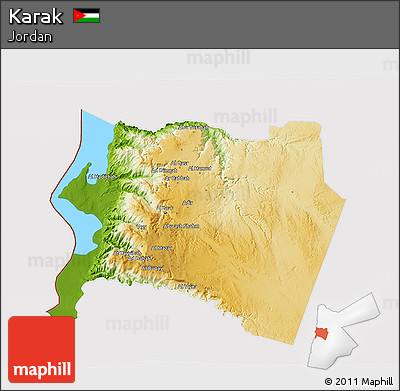 Physical 3D Map of Karak, cropped outside