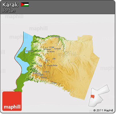 Physical 3D Map of Karak, cropped outside