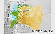 Physical 3D Map of Karak, lighten, desaturated