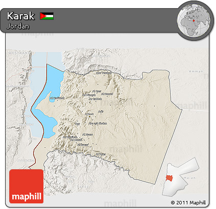 Shaded Relief 3D Map of Karak, lighten