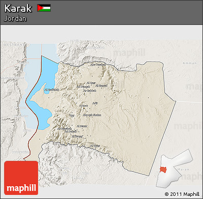 Shaded Relief 3D Map of Karak, lighten