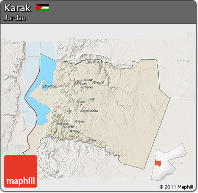 Shaded Relief 3D Map of Karak, lighten