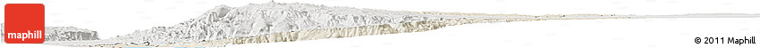 Shaded Relief Horizon Map of Karak, lighten, semi-desaturated