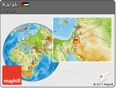 Physical Location Map of Karak, within the entire country