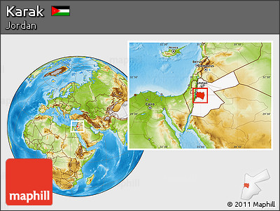 Physical Location Map of Karak, highlighted country