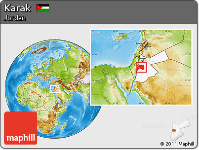 Physical Location Map of Karak, highlighted country