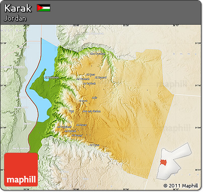 Physical Map of Karak, lighten