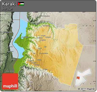 Physical Map of Karak, semi-desaturated