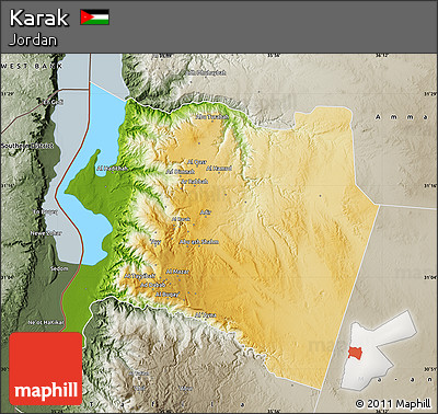 Physical Map of Karak, semi-desaturated