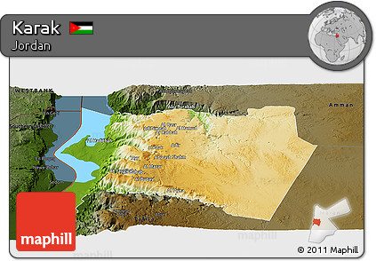 Physical Panoramic Map of Karak, darken