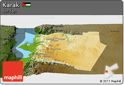 Physical Panoramic Map of Karak, darken