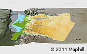 Physical Panoramic Map of Karak, darken, semi-desaturated