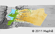 Physical Panoramic Map of Karak, desaturated