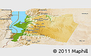 Physical Panoramic Map of Karak, satellite outside