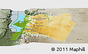 Physical Panoramic Map of Karak, semi-desaturated