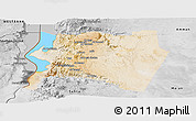 Satellite Panoramic Map of Karak, desaturated