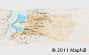 Satellite Panoramic Map of Karak, lighten