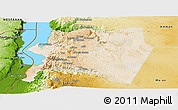 Satellite Panoramic Map of Karak, physical outside