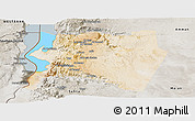 Satellite Panoramic Map of Karak, semi-desaturated