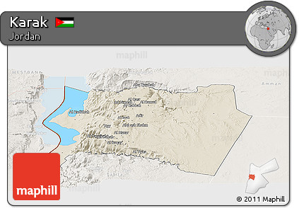Shaded Relief Panoramic Map of Karak, lighten