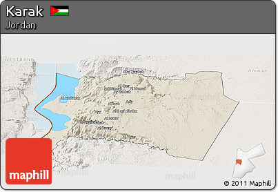 Shaded Relief Panoramic Map of Karak, lighten
